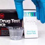 A detailed view of a drug test kit used in laboratory settings for health and safety screening.