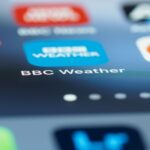 Detailed view of BBC Weather application icon on a smartphone screen.
