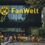 Fans gather at Dortmund's Fanwelt outside Signal Iduna Park on match day.