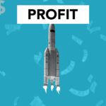 Creative illustration representing economic profit concept with flying rocket among falling dollar cash