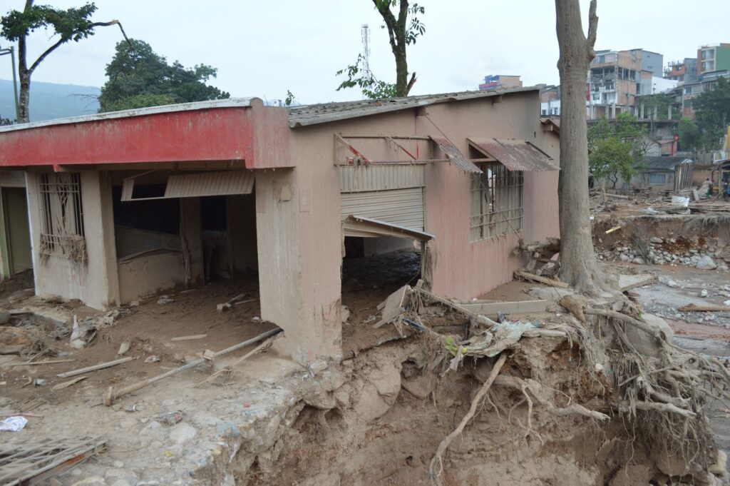 Damaged structure in Mocoa, Colombia following a severe landslide.