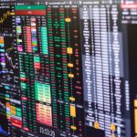 Detailed financial trading screen with colorful charts and data representing market fluctuations.
