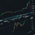 Close-up of a digital market analysis display showing Bitcoin and cryptocurrency price trends.