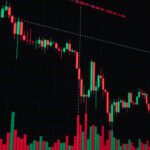 Financial candlestick chart showing market trends and data visualization.